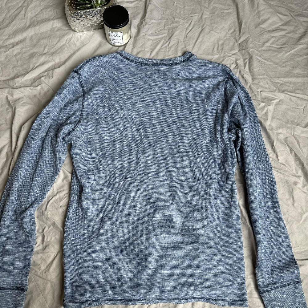 Express Long Sleeve BLUE Waffle Shirt Men's SIZE LG - Picture 2 of 5